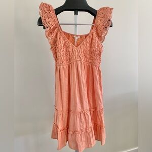 Baevely Eyelet Flutter Sleeve Babydoll Dress